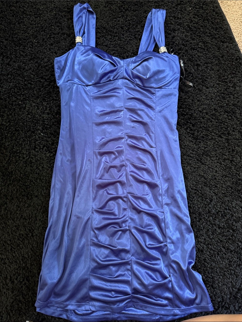 Love Tease Royal Blue Satin Ruched Mini Dress